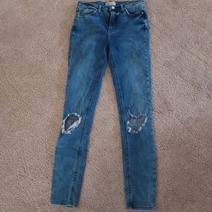 Free People Size 28 Distressed Knee Blue Jeans
